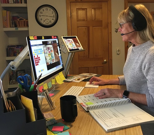 Bonnie Meyers, a Nevada-based tutor, sends each of her students the smaller, portable, Tutorcam Stand while using the larger Tutorcam Stand PRO in her home office for two-way work sharing, a necessity when teaching students with dyslexia.