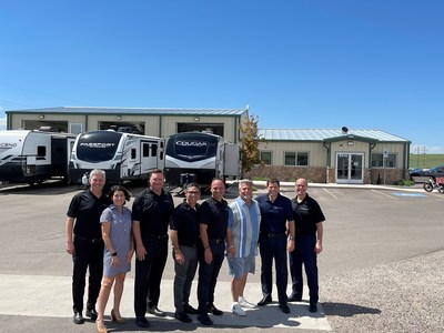 Adventure RV in Cheyenne, WY with prior owner Mr. Rich Carter, Jim Humble West Region President and Jon Ferrando, President and CEO of RV Retailer and accompanying executive team