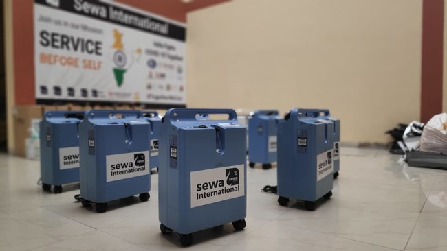 Oxygen Concentrators Sent by Sewa International USA for Distributing to Hospitals Treating COVID-19 Patients in India