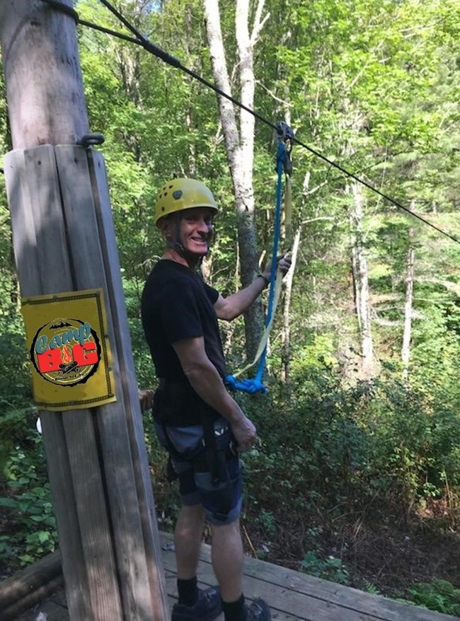 Camp big has three ziplines to chose from. One is over a lake and the other two are through the woods.