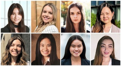 (from left to right): Laetitia Dauge (credit: Michel Bellemare), Hailey Paget, Uma Thurnau (credit: CUS Visual Media), Fanny Qifang Wu, Izabella Tyc, Jasmine Liu (credit: Gilles Dubé Photographe), Julia Jin (credit: Magis Photography) and Saanya Afroze. (CNW Group/National Bank of Canada)