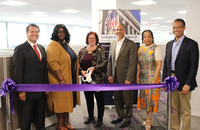 Third from Left: Gretchen McCracken, CEO of Golden Key Group, prior to cutting the ribbon. Fourth from Left: U.S. Representative Anthony Brown, Maryland's 4th district. First from Right: Maryland State Senator Malcolm Augustine.