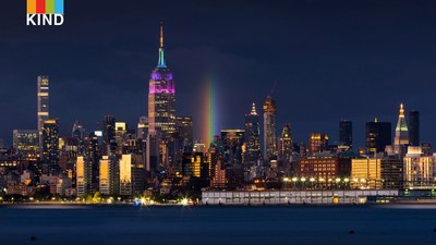 Rendering of KIND's rainbow lights from across New York City.