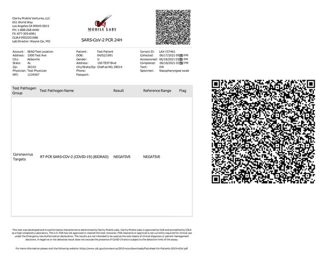 A test result PDF with the enhanced Provenance Validator QR code, and an enlarged, scannable QR code to the right.