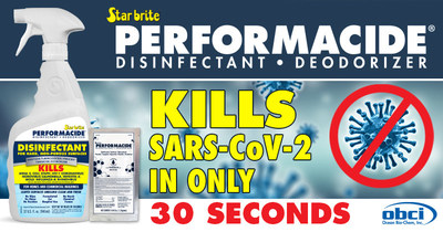 PERFORMACIDE® Kills Virus Causing COVID-19 In Just 30 Seconds