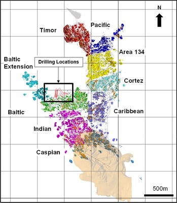 Figure 1: Mineralized Zones at Plutonic Underground with Baltic Gap Drill Hole Locations (Plan View) (CNW Group/Superior Gold)