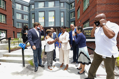 Atlanta Mayor Keisha Lance Bottoms officially marks the opening of Herndon Square on the former Herndon Homes public housing site on Atlanta’s Westside.