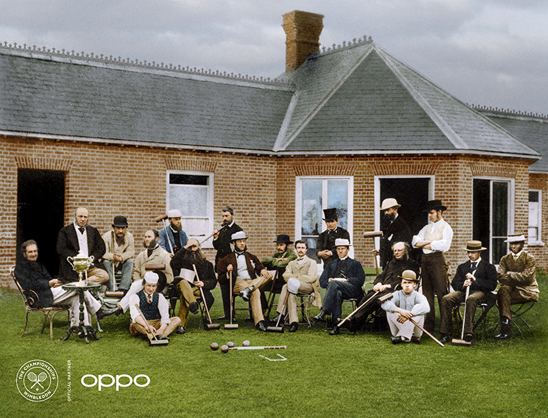 All England Croquet Club (Photo: AELTC) 
The All England Croquet Club members are pictured outside the Wimbledon pavilion in 1870. In 1877, after the first tennis tournament, the club changed its name to The All England Croquet and Lawn Tennis Club. Using one billion colours, the image, originally in black and white, brings new life to the roots of the much-loved sport.  

Launched today to celebrate the return of Wimbledon. The Courting the Colour collection restores the emotion of seven iconic moments from tennis history, bringing the excitement and passion back to the sport. View the collection, here: https://events.oppo.com/en/oppo-and-tennis/#awakencolour