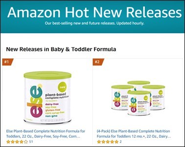 Amazon Best Seller (CNW Group/Else Nutrition Holdings Inc.)