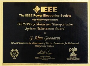 Dr. Abas Goodarzi, Ideanomics Chief Scientist, Receives IEEE PELS Vehicle and Transportation Systems Achievement Award