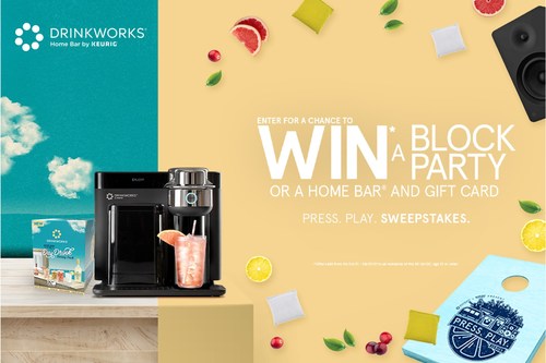 Drinkworks® launches its PRESS. PLAY. SWEEPSTAKES. in partnership with Deep Eddy Vodka®, giving consumers the chance to reconnect with friends and family over elevated at-home cocktails and the music they love.