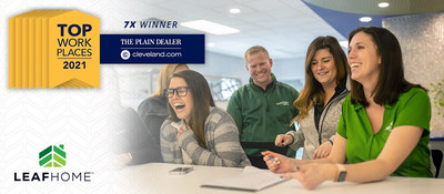Leaf Home is honored to receive the Top Workplaces 2021 award once again by The Plain Dealer, its seventh time featured on the list.