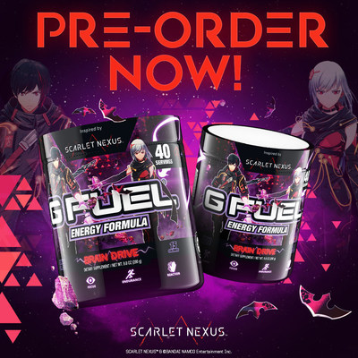 G FUEL — The Official Energy Drink of Esports® — and BANDAI NAMCO Entertainment Inc. created Brain Drive in celebration of BANDAI NAMCO’s new action RPG, SCARLET NEXUS™. G FUEL Brain Drive tastes like an extrasensory infusion of pineapple and guava with a citrus twist. Pre-order your G FUEL Brain Drive now at gfuel.com and become an elite psionic warrior.