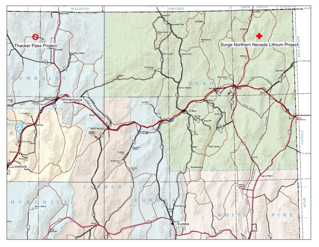 "Map Location of the Northern Nevada Lithium Project"