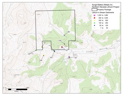 "Area Map of the Surge Lithium Claim in Northern Nevada"