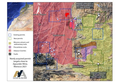 Figure 1 - Newly acquired permits near Zgounder Mine, Morocco (CNW Group/Aya Gold & Silver Inc)