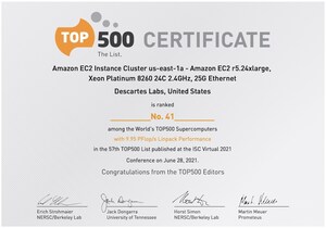 Descartes Labs Achieves #41 in TOP500 With Cloud-Based Supercomputing Demonstration Powered by AWS, Signaling New Era for Geospatial Data Analysis at Scale