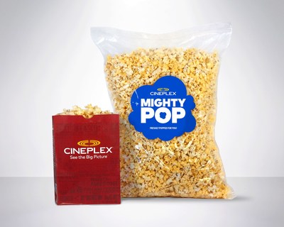 Today, Cineplex introduced Canadians to Mighty Pop: an extra, extra, extra, extra, extra large popcorn equivalent to five Cineplex large bags. Available exclusively through SkipTheDishes and Uber Eats, Mighty Pop is guaranteed fresh in its own resealable bag and retails for $25.99 plus applicable taxes. Mighty Pop is an Insta-worthy snacking experience that’s perfect for backyard parties, BBQs and celebrations – and of course your next mighty movie marathon. (CNW Group/Cineplex)