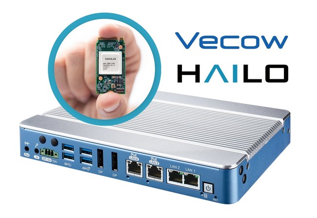 Powered by the 8th generation Intel® Core i7/i5/i3 processor, the Vecow ABP-3000 AI solution can integrate multiple advanced Hailo-8™ AI accelerators with best-in-class power efficiency for fanless industrial-grade AI edge devices.
