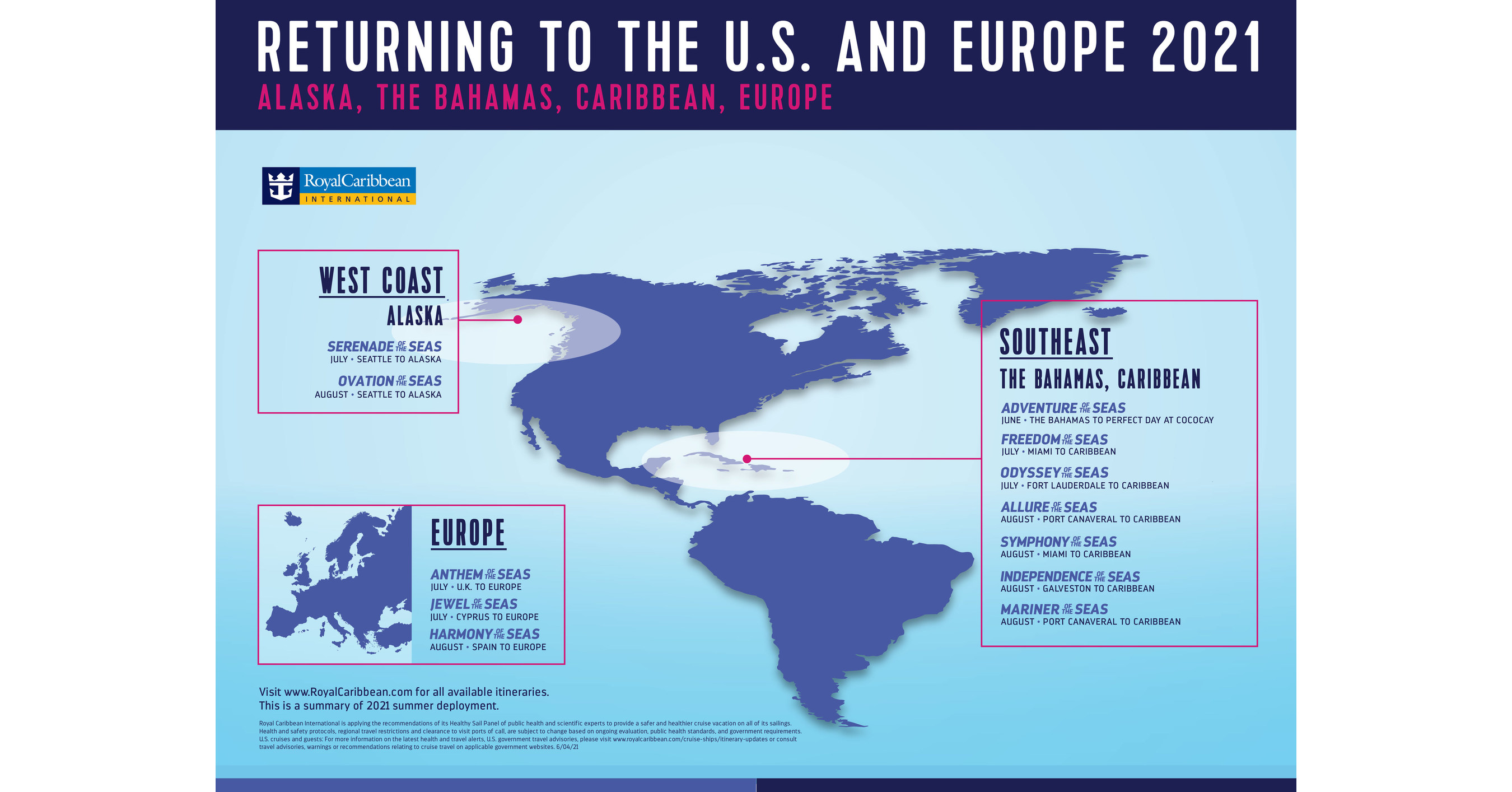 A experimentar la libertad: Royal Caribbean regresa despu&eacute;s de una larga espera a EE. UU.