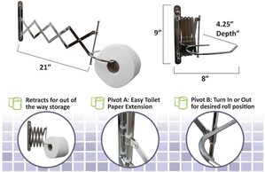 The First Extendable Wall-Mounted Toilet Paper Holder Is Functional and Aids Physically Impaired