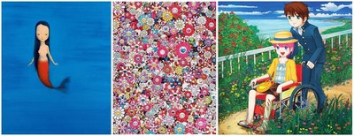 Liu Ye (1964) - Little mermaid, 2004 - left, Takashi Murakami (1962) - Dazzling Circus, 2013 - center, Mr. (1969) – Don’t go anywhere, 2006 - right (PRNewsfoto/Artmarket.com)
