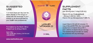 Avis - Rappel de la vitamine D sous forme liquide Martin Clinic en raison d'une posologie incorrecte et de l'absence de certaines données d'innocuité sur l'étiquette