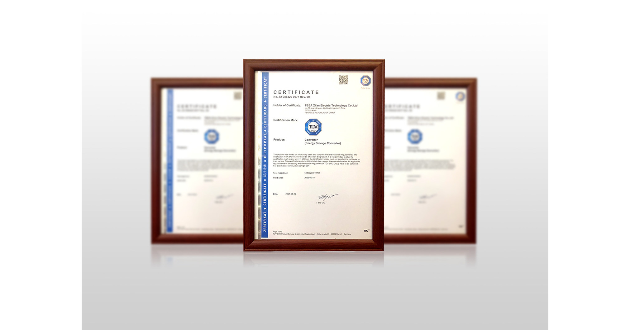 Duplo reconhecimento! Sistema de Conversão de Energia da TBEA Sunoasis obtém as certificações CQC e TÜV SÜD Duplo reconhecimento! Sistema de Conversão de Energia da TBEA Sunoasis obtém as certificações CQC e TÜV SÜD