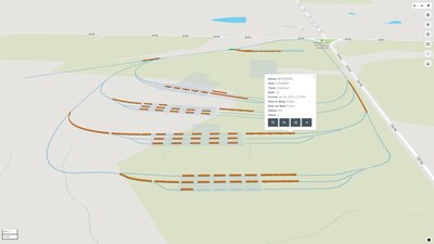 INet Gateway's mapping screen shows users a real-time view of their specific operation, as well as pertinent railcar information and the ability to make changes to switch lists, access inspections and railcar photos, and more.
