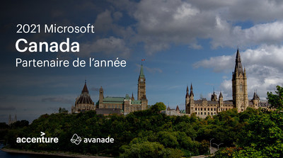 Accenture et Avanade reconnus comme Partenaire national Microsoft Canada de l'anne 2021 (Groupe CNW/Accenture)
