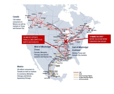 CN-KCS map. (CNW Group/Canadian Pacific)