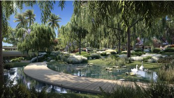 Willow Garden and Swan Pond in Botanical Gardens