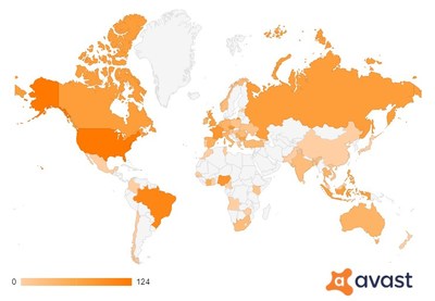 Graphic: Users visiting crypto-related phishing sites around the world, Avast detections January - June 2021, selection of 37 samples