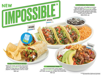Three new menu options featuring Impossible™ meat made from plants.