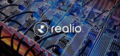 Realio Network LTD logo over immersion cooled bitcoin miners.