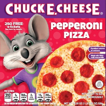 Chuck E. Cheese frozen pizzas now available in Kroger stores nationwide. Available in Cheese and Pepperoni pizzas.