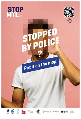 STOPMTL.ca, the first interactive map to self-report police stops in Montreal (CNW Group/Institut National de la recherche scientifique (INRS))