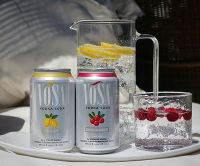 VOSA sparkling spirit soda cocktail launches with two all-natural flavors: lemon & cranberry