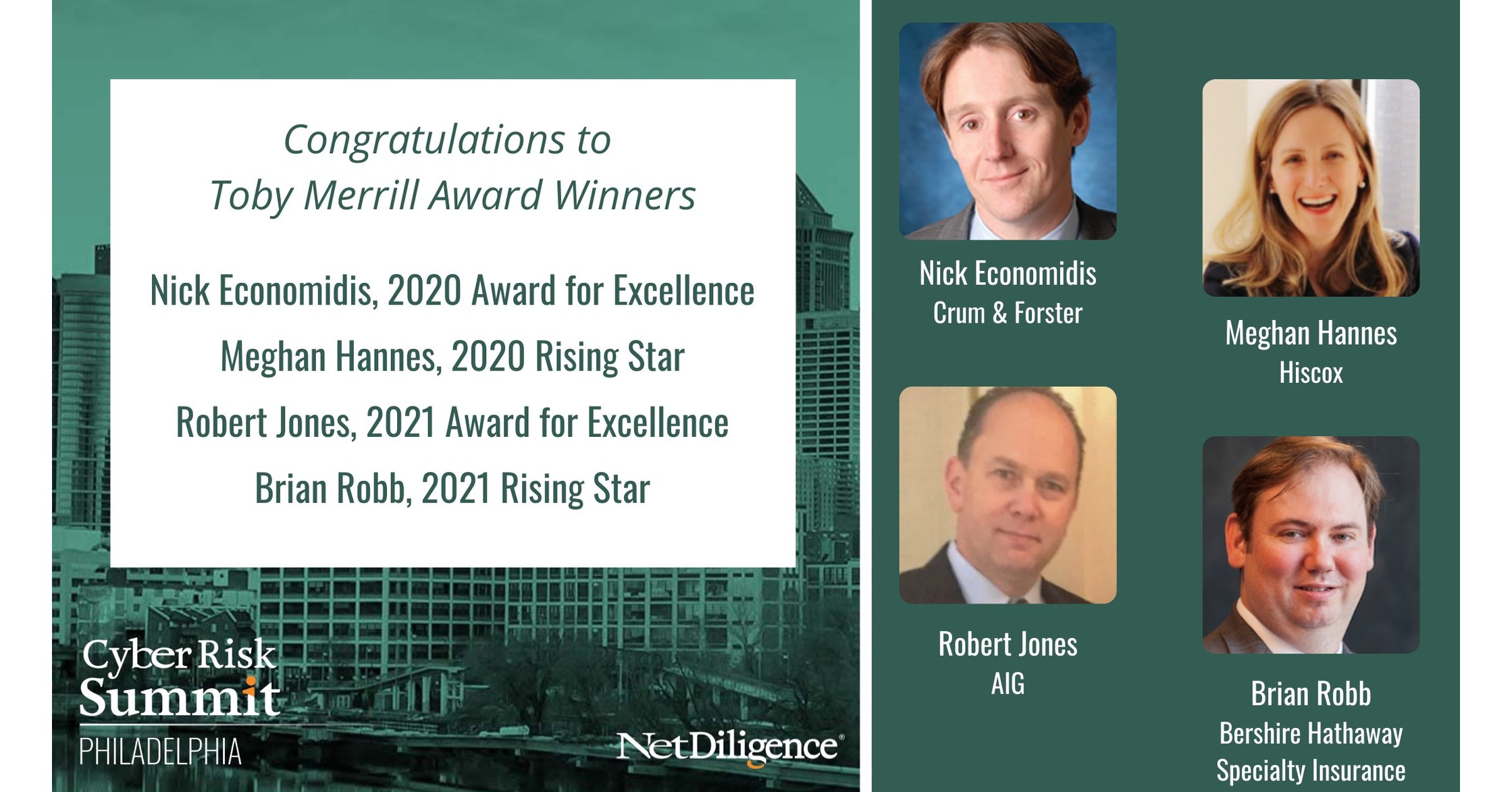 NetDiligence Announces Recipients of 2020 & 2021 Toby Merrill Awards - PR Newswire