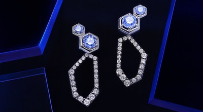 Luminous Diamonds® Inner Glow Earrings - Image enhanced to show jewelry under UV light