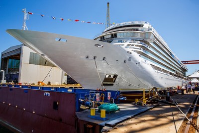 Viking® (www.viking.com) today announced its newest ocean ship – the 930-guest Viking Mars® – was “floated out,” marking a major construction milestone and the first time the ship has touched water. Viking also announced that Viking Mars, which is scheduled to debut in early 2022, will officially be named by her ceremonial godmother, Lady Fiona Carnarvon, the eighth Countess of Carnarvon.