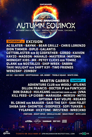 LiveXLive's React Presents' SPRING AWAKENING MUSIC FESTIVAL (SAMF) AUTUMN EQUINOX Announces Daily Lineup Featuring Martin Garrix And Excision And Single-Day Tickets On-Sale