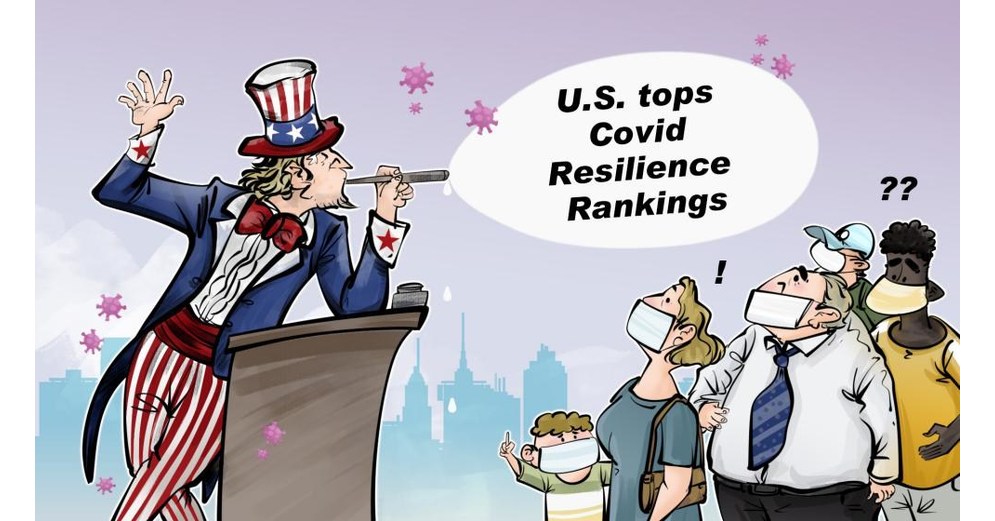 CGTN: EUA classificados em 1&ordm; lugar no relat&oacute;rio de resili&ecirc;ncia &agrave; COVID-19, uma piada