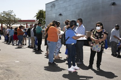 Salinas Valley Memorial Healthcare System Mobile Health Clinic staff from Salinas, Calif. deliver COVID-19 Pfizer first doses of vaccine to Greenfield residents at a special vaccine clinic on June 26. Second dose to be delivered on Saturday, July 17 as the state braces for increase in COVID-19 cases involving Delta variant