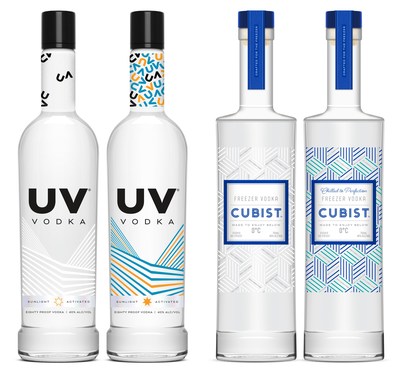 Phillips Distilling Company's new UV Vodka photochromic bottle design activates a bright spectrum of colors when exposed to sunlight. Cubist™ is the first vodka specifically designed to store in the freezer. Thermochromic technology activates the bottle to turn blue at or below zero degrees Celsius.