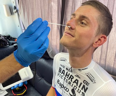 World-class cyclist, Matej Mohorič (Bahrain Victorious), demonstrated the procedure of PixoTest COVID-19 Antigen Testing as the preventative measure during international race.