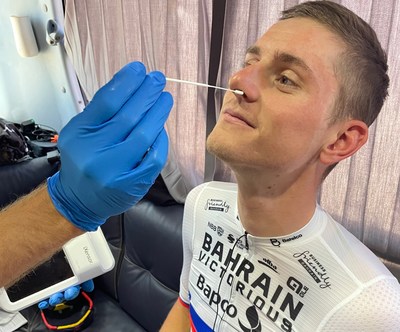 World-class cyclist, Matej Mohorič (Bahrain Victorious), demonstrated the procedure of PixoTest COVID-19 Antigen Testing as the preventative measure during international race. World-class cyclist, Matej Mohorič (Bahrain Victorious), demonstrated the procedure of PixoTest COVID-19 Antigen Testing as the preventative measure during international race.