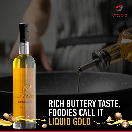 Strength Genesis Australian Macadamia Nut Oil | Rich Buttery Taste, Foodies Call it Liquid Gold | Best Mac Nut Oil