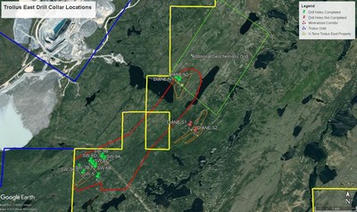 Troilus East Drill Collar Locations (CNW Group/X-Terra Resources Inc.)