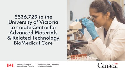 $536,729 to the University of Victoria to create Centre for Advanced Materials & Related Technology BioMedical Core (CNW Group/Western Economic Diversification Canada)